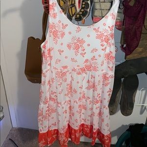 White dress with light red flowers